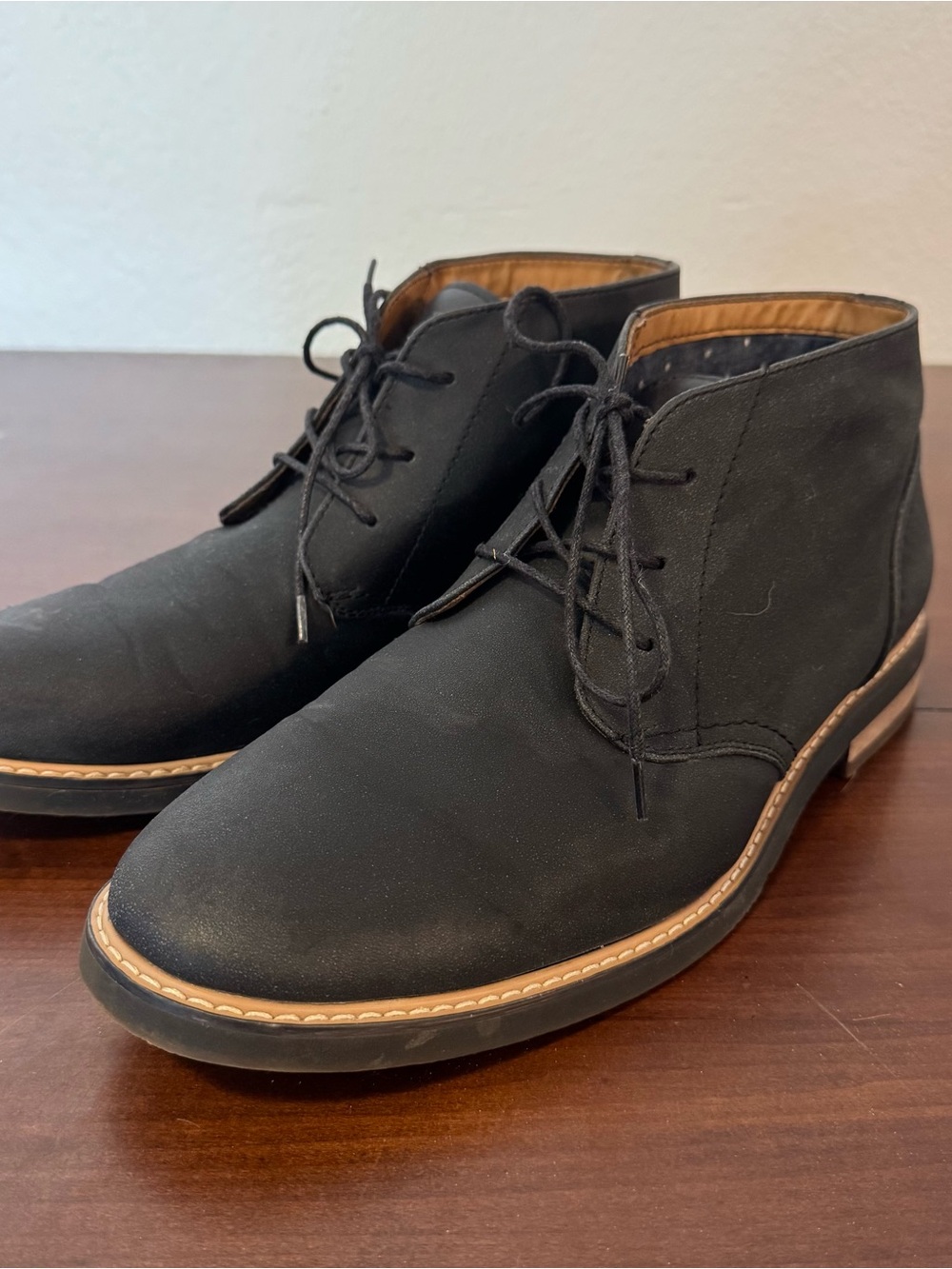 Rye Black Chukka Boots with Tan Welt